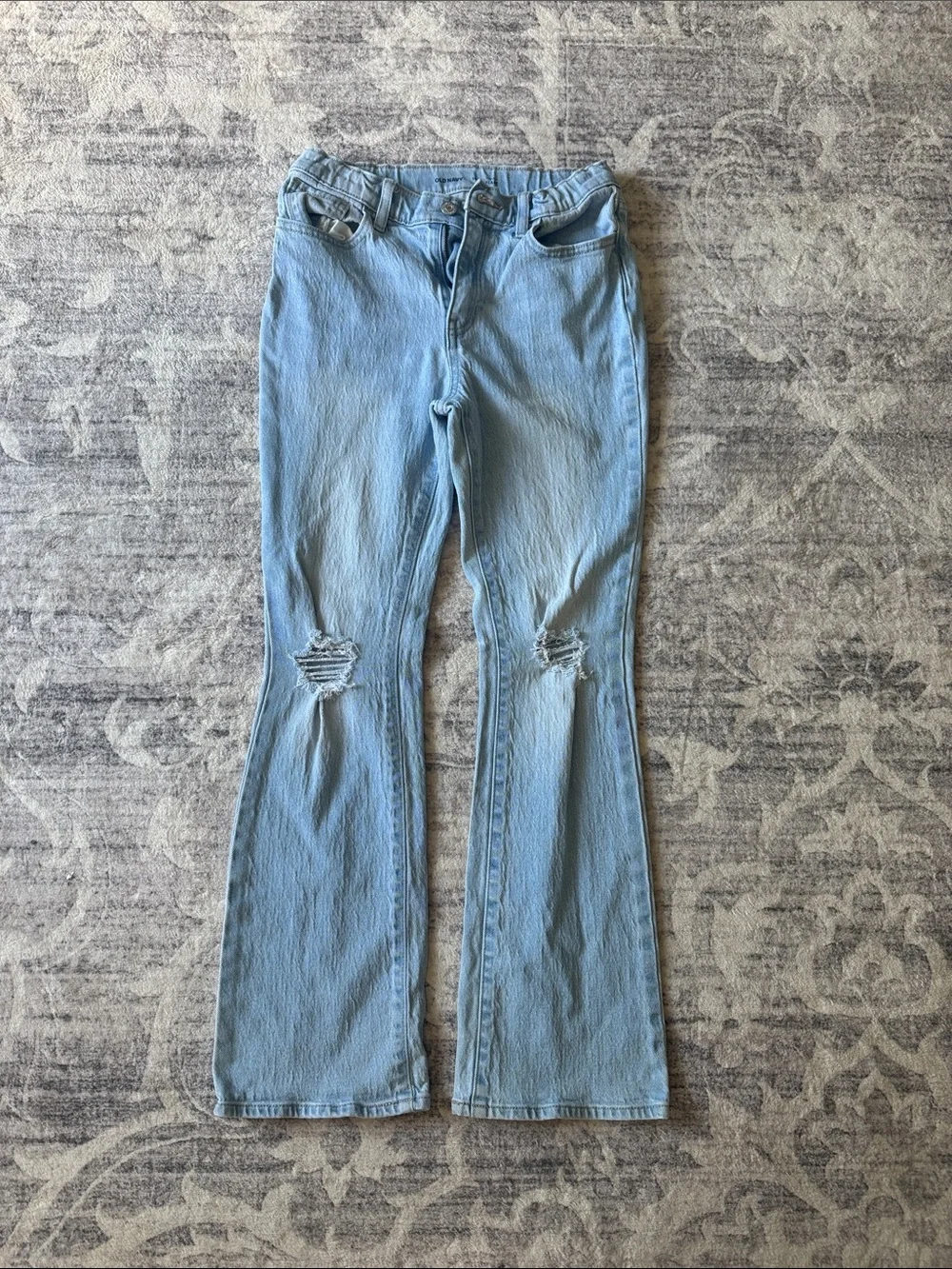 Old Navy Light Blue Flared Distressed Jeans